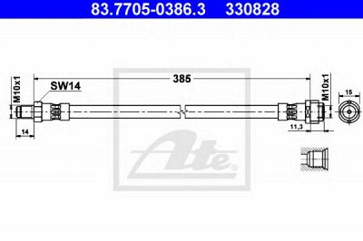 ATE 83770503863 -  Тормозной шланг