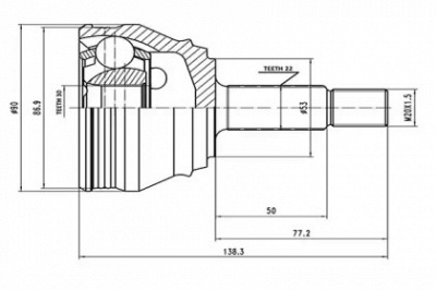 AYWIPARTS aw1510080a -  Шарнирный комплект, приводной вал
