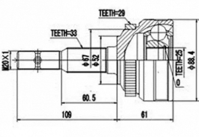 AYWIPARTS aw1510278a -  Шрус внешний передний с кольцом ABS