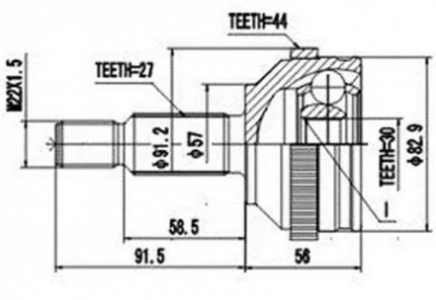 AYWIPARTS aw1510697a -  Шрус внешний передний с кольцом ABS