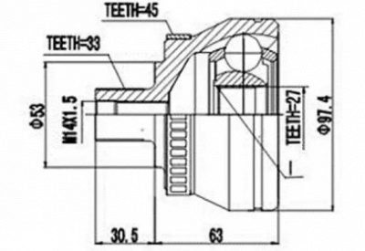 AYWIPARTS aw1510906a -  Шрус внешний передний с кольцом ABS