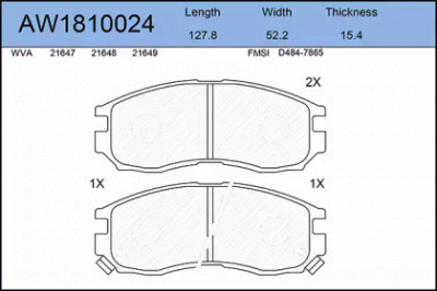 AYWIPARTS aw1810024 -  Комплект тормозных колодок, дисковый тормоз
