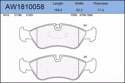 AYWIPARTS aw1810058 -  Комплект тормозных колодок, дисковый тормоз