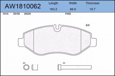 AYWIPARTS aw1810062 -  Комплект тормозных колодок, дисковый тормоз