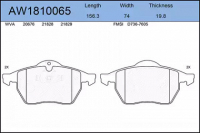 AYWIPARTS aw1810065 -  Комплект тормозных колодок, дисковый тормоз