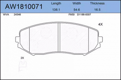 AYWIPARTS aw1810071 -  Комплект тормозных колодок, дисковый тормоз