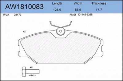 AYWIPARTS aw1810083 -  Комплект тормозных колодок, дисковый тормоз