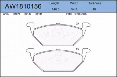 AYWIPARTS aw1810156 -  Комплект тормозных колодок, дисковый тормоз
