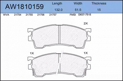 AYWIPARTS aw1810159 -  Комплект тормозных колодок, дисковый тормоз