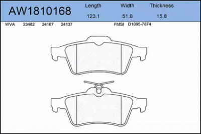 AYWIPARTS aw1810168 -  Комплект тормозных колодок, дисковый тормоз