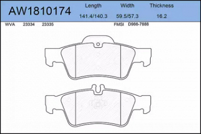 AYWIPARTS aw1810174 -  Комплект тормозных колодок, дисковый тормоз