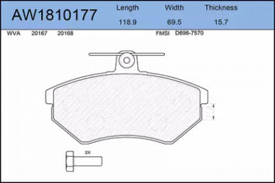 AYWIPARTS aw1810177 -  Комплект тормозных колодок, дисковый тормоз