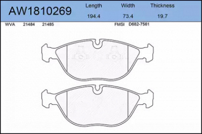 AYWIPARTS aw1810269 -  Комплект тормозных колодок, дисковый тормоз