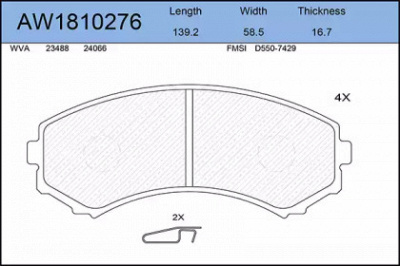AYWIPARTS aw1810276 -  Комплект тормозных колодок, дисковый тормоз