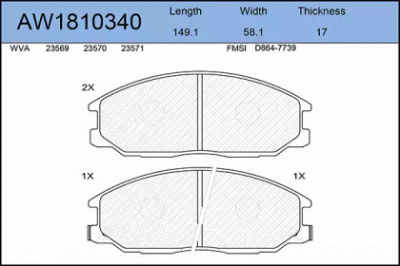 AYWIPARTS aw1810340 -  Комплект тормозных колодок, дисковый тормоз