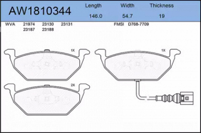 AYWIPARTS aw1810344 -  Комплект тормозных колодок, дисковый тормоз