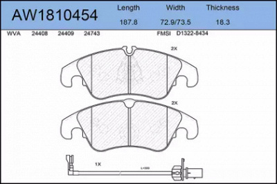 AYWIPARTS aw1810454 -  Комплект тормозных колодок, дисковый тормоз