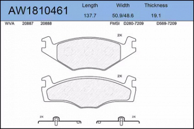 AYWIPARTS aw1810461 -  Комплект тормозных колодок, дисковый тормоз