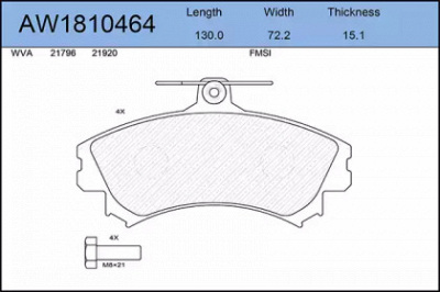 AYWIPARTS aw1810464 -  Комплект тормозных колодок, дисковый тормоз