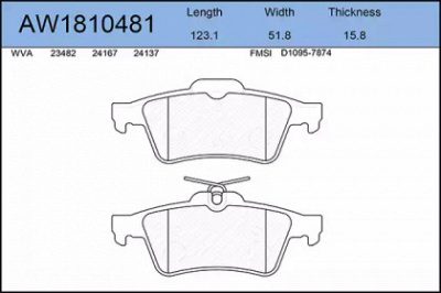 AYWIPARTS aw1810481 -  Комплект тормозных колодок, дисковый тормоз