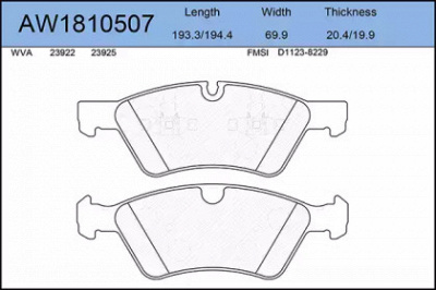 AYWIPARTS aw1810507 -  Комплект тормозных колодок, дисковый тормоз