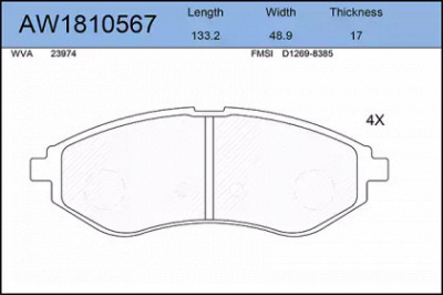 AYWIPARTS aw1810567 -  Комплект тормозных колодок, дисковый тормоз