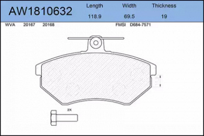 AYWIPARTS aw1810632 -  Комплект тормозных колодок, дисковый тормоз