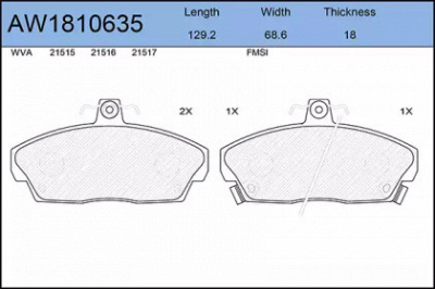 AYWIPARTS aw1810635 -  Комплект тормозных колодок, дисковый тормоз