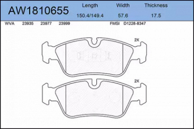 AYWIPARTS aw1810655 -  Комплект тормозных колодок, дисковый тормоз
