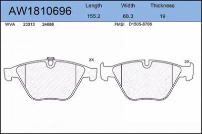 AYWIPARTS aw1810696 -  Комплект тормозных колодок, дисковый тормоз