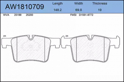 AYWIPARTS aw1810709 -  Комплект тормозных колодок, дисковый тормоз