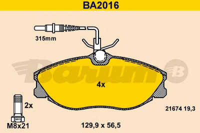 BARUM ba2016 -  Комплект тормозных колодок, дисковый тормоз