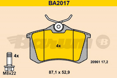 BARUM ba2017 -  Комплект тормозных колодок, дисковый тормоз