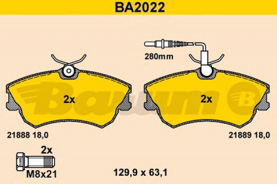 BARUM ba2022 -  Комплект тормозных колодок, дисковый тормоз