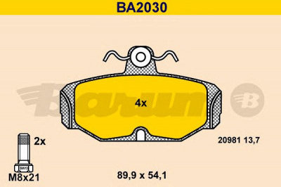 BARUM ba2030 -  Комплект тормозных колодок, дисковый тормоз