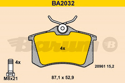 BARUM ba2032 -  Комплект тормозных колодок, дисковый тормоз