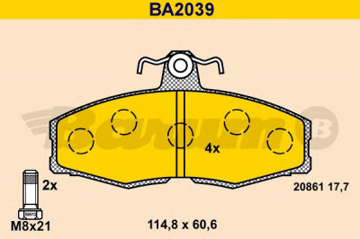 BARUM ba2039 -  Комплект тормозных колодок, дисковый тормоз
