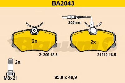 BARUM ba2043 -  Комплект тормозных колодок, дисковый тормоз
