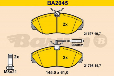 BARUM ba2045 -  Комплект тормозных колодок, дисковый тормоз
