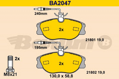 BARUM ba2047 -  Комплект тормозных колодок, дисковый тормоз