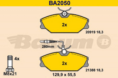 BARUM ba2050 -  Комплект тормозных колодок, дисковый тормоз