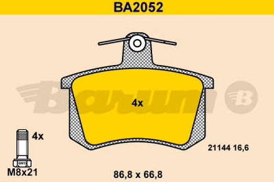 BARUM ba2052 -  Комплект тормозных колодок, дисковый тормоз