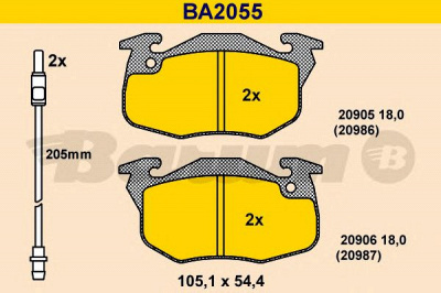 BARUM ba2055 -  Комплект тормозных колодок, дисковый тормоз