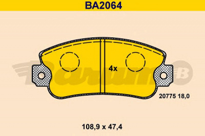 BARUM ba2064 -  Комплект тормозных колодок, дисковый тормоз