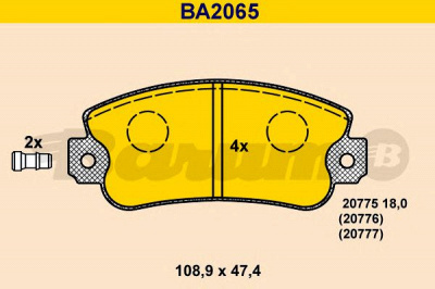 BARUM ba2065 -  Комплект тормозных колодок, дисковый тормоз
