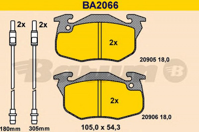 BARUM ba2066 -  Комплект тормозных колодок, дисковый тормоз