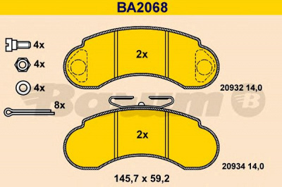 BARUM ba2068 -  Комплект тормозных колодок, дисковый тормоз