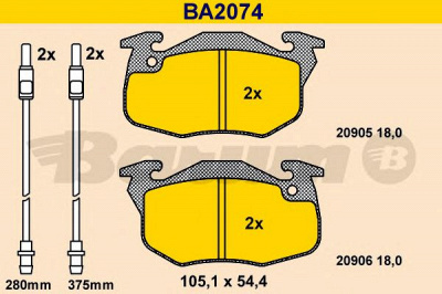 BARUM ba2074 -  Комплект тормозных колодок, дисковый тормоз
