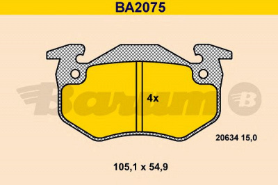 BARUM ba2075 -  Комплект тормозных колодок, дисковый тормоз
