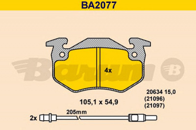 BARUM ba2077 -  Комплект тормозных колодок, дисковый тормоз